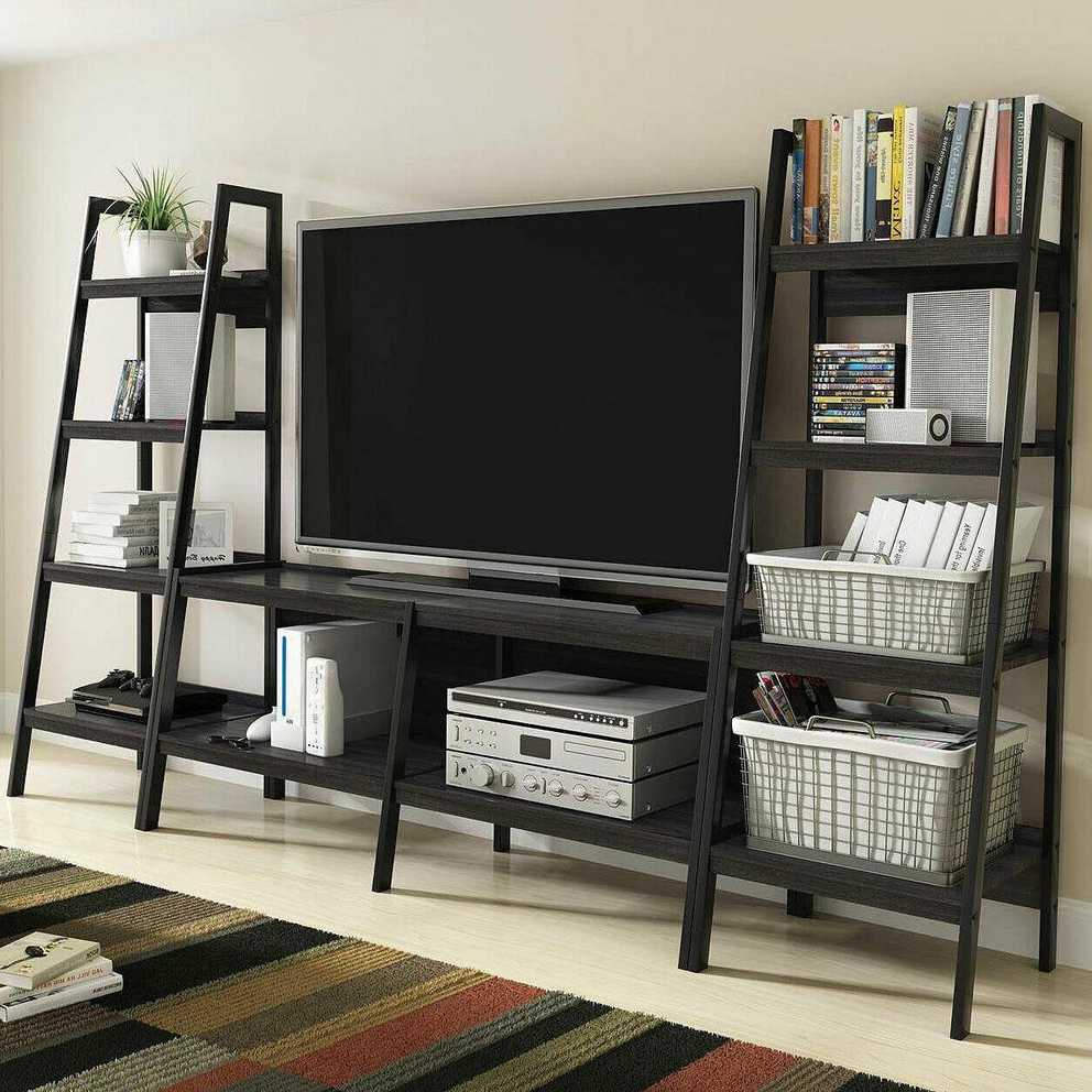 15 Collection of Tiva Oak Ladder Tv Stands