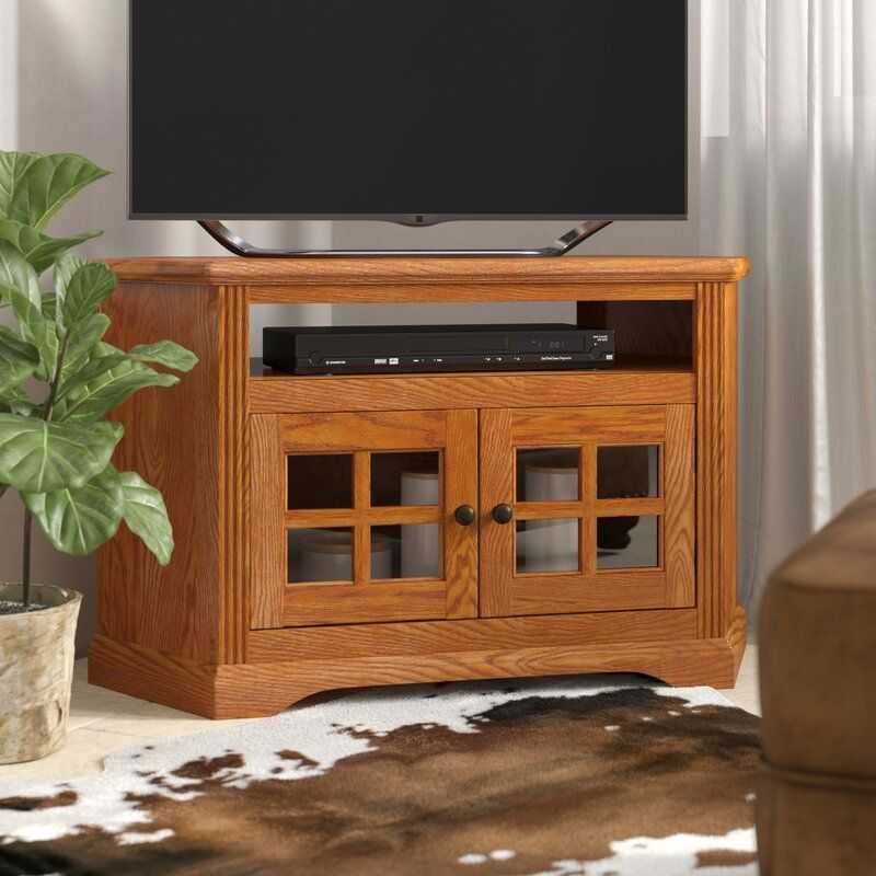 Loon Peak® Glastonbury Solid Wood Corner Tv Stand For Tvs Within Solid Oak Tv Stands (Photo 4 of 15)