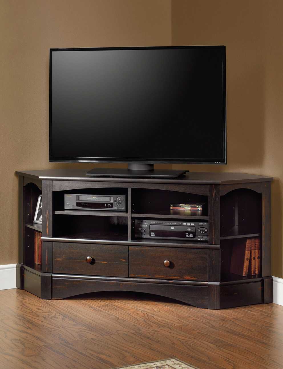 Sauder Brown Tv Stands & Entertainment Centers Living Room With Regard To Corner Entertainment Tv Stands (Photo 1 of 15)