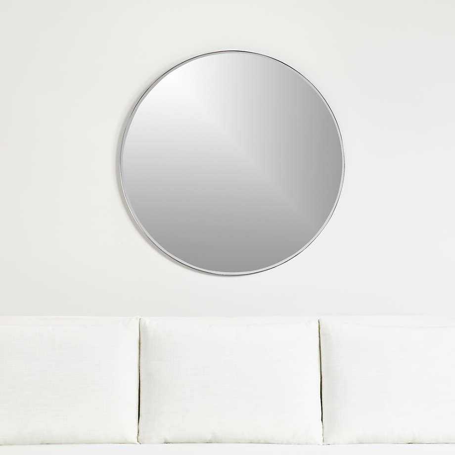 Edge Silver Round 36" Wall Mirror + Reviews | Crate And Barrel With Regard To Rounded Edge Rectangular Wall Mirrors (Photo 15 of 15)