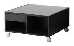 Ikea Black Coffee Table with Glass Top