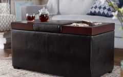 Leather Coffee Tables Ottoman with Storages