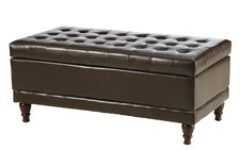 Round Leather Coffee Table Ottoman with Storage