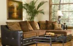 Chenille and Leather Sectional Sofa