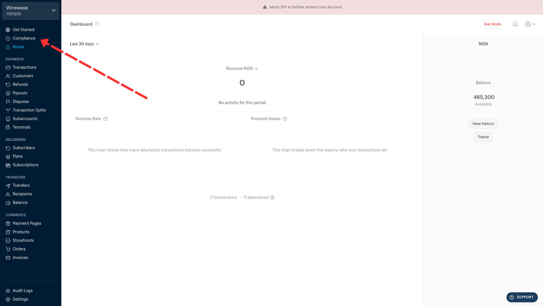 Complaince sidebar option