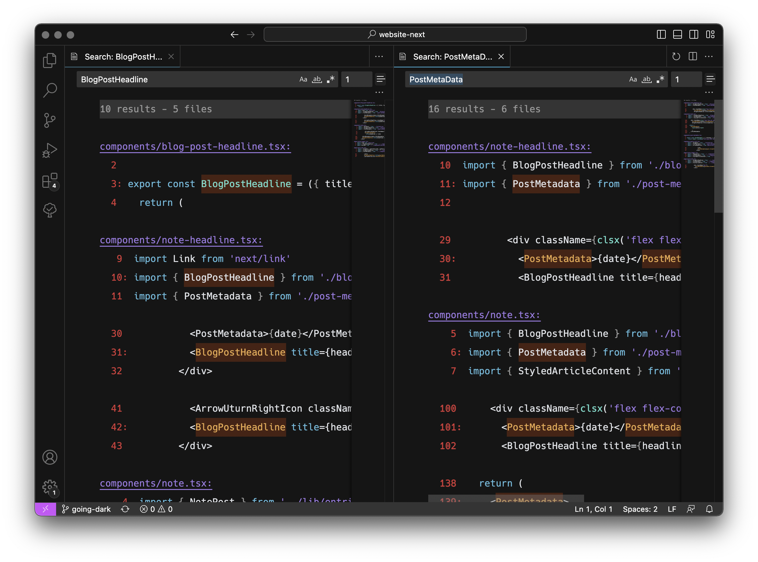 Search editors in VS Code