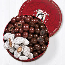 Milk & Dark Chocolate Covered Cherries & Pecans Classic Gift Tin