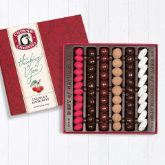 Six row thinking of you original assortment filled with chocolate covered cherries, nuts, and berries