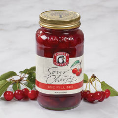 Closed sour cherry pie filling jar