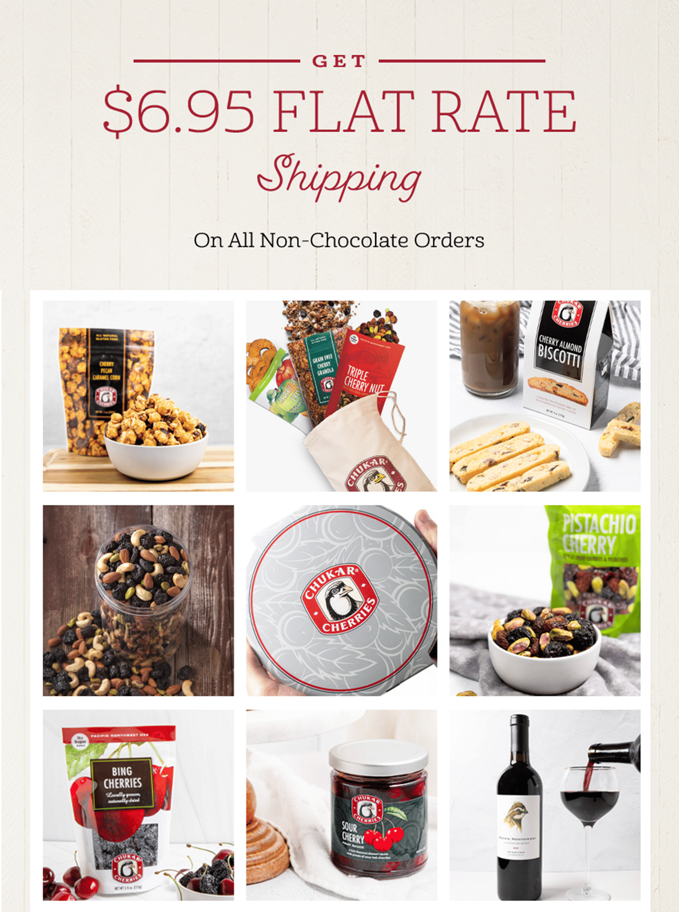 $6.95 Flat Rate Shipping for Non-chocolate items