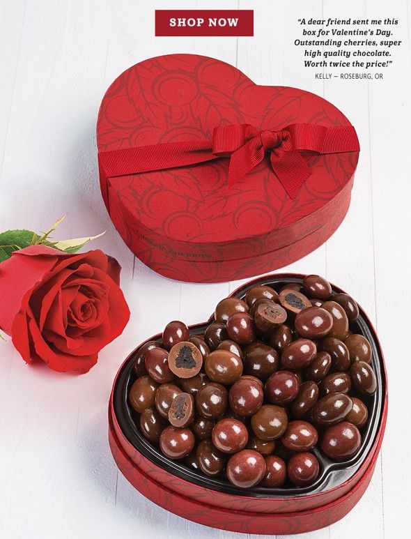 Open cherry quartet heart box