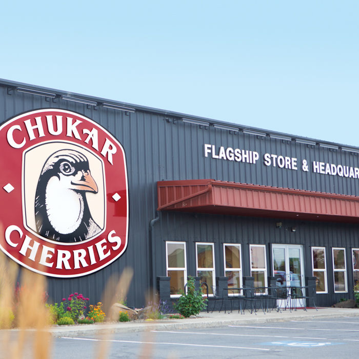 Outside Chukar Cherries store in Prosser