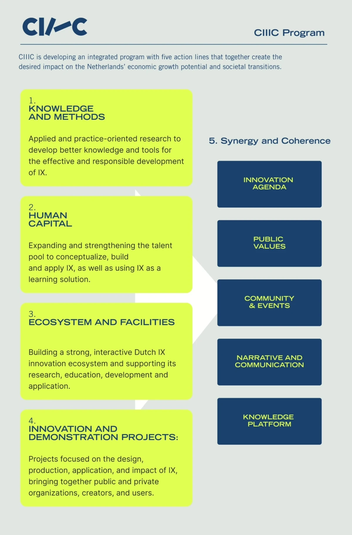 CIIIC programme: coherence between the five action lines