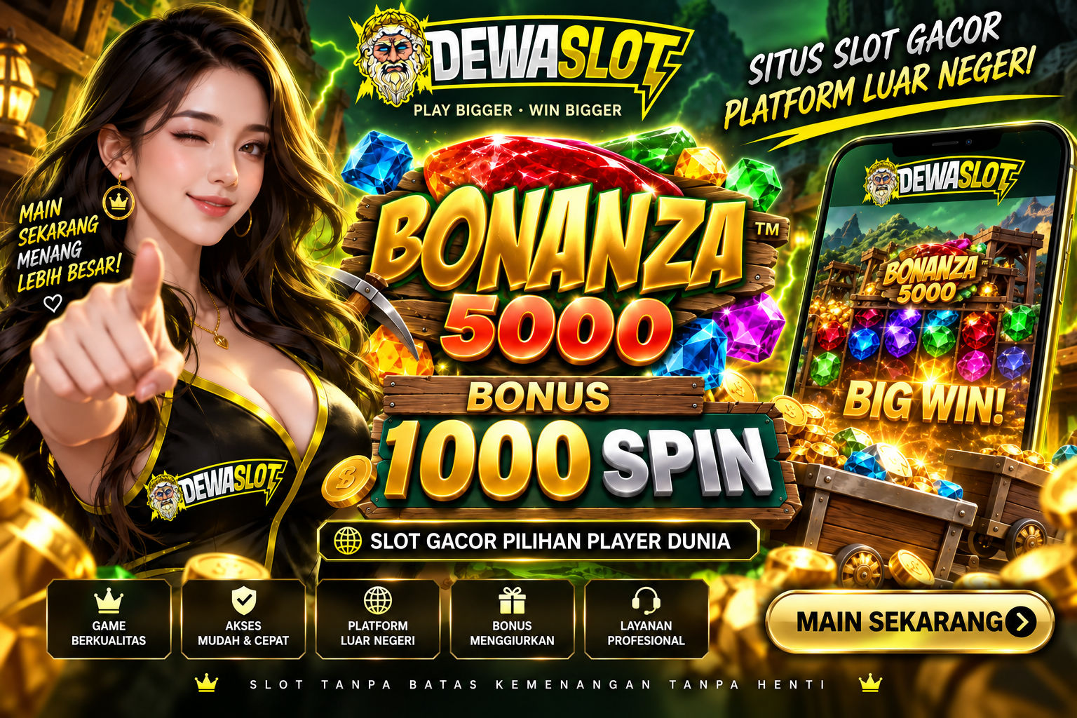 DEWASLOT: Situs Slot Gacor Bonanza 5000 Bonus 1000 Spin Platform Luar Negeri