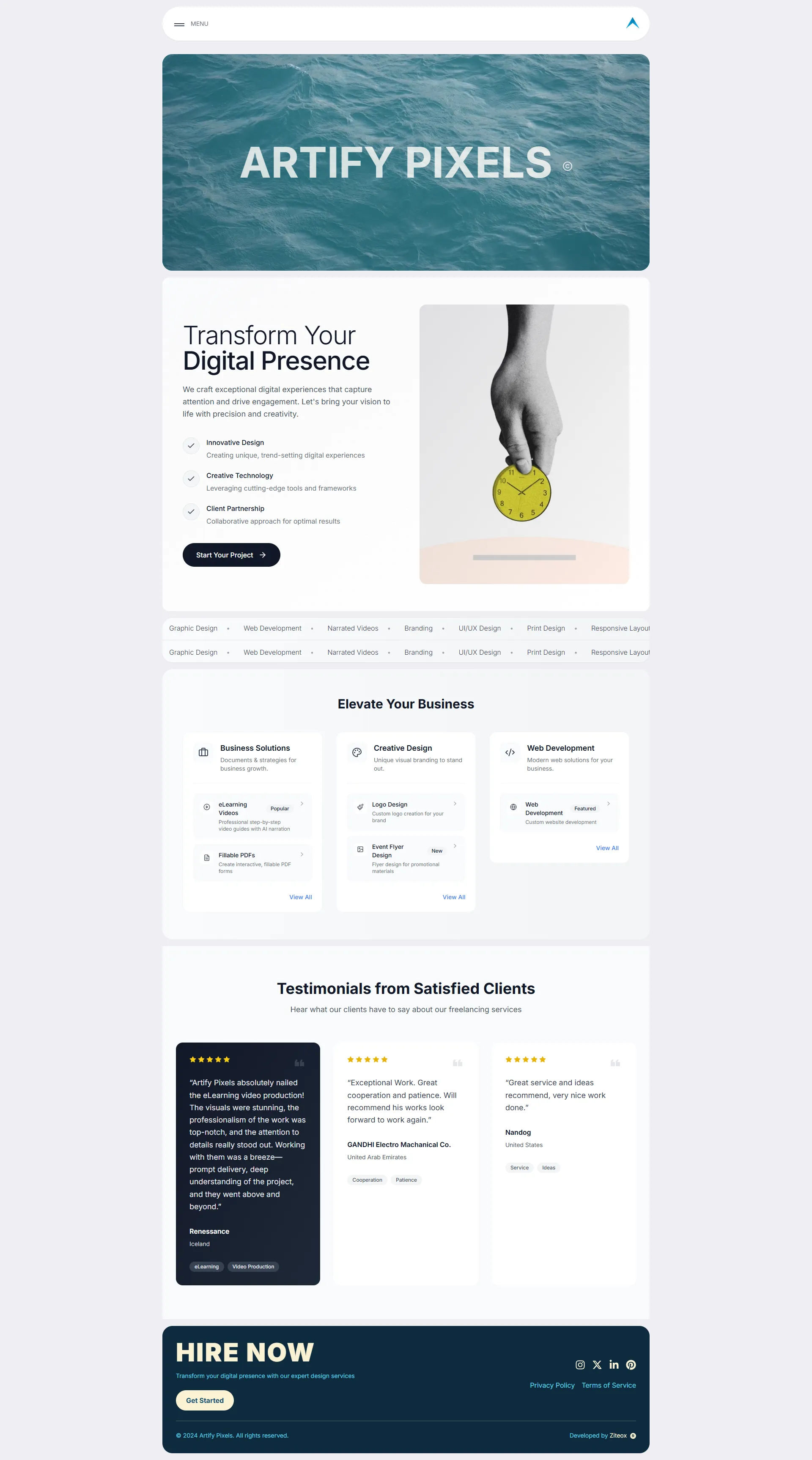 Artify Pixels previous website