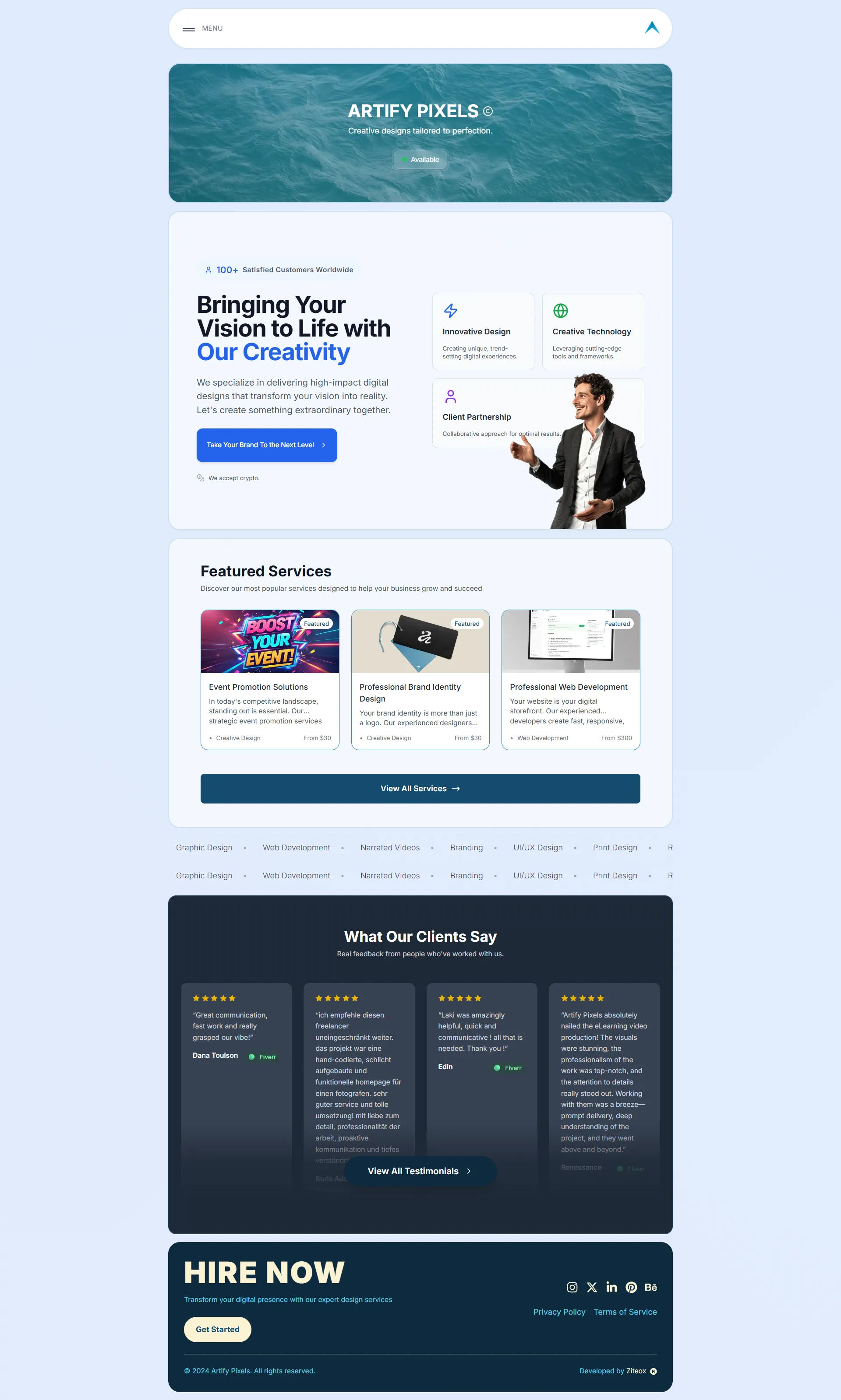Artify Pixels current website