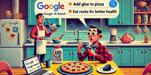 Google’s AI Search Results Trends: Suggests Glue on Pizza & Eating Rocks | ThatsMyAI