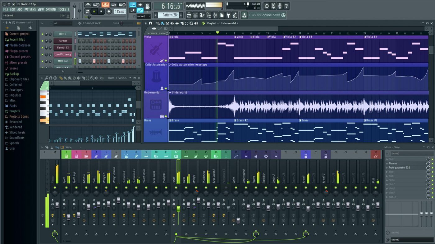 Muziek maken met FL Studio interface