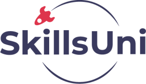 SkillsUni Logo paarse tekst transparante achtergrond