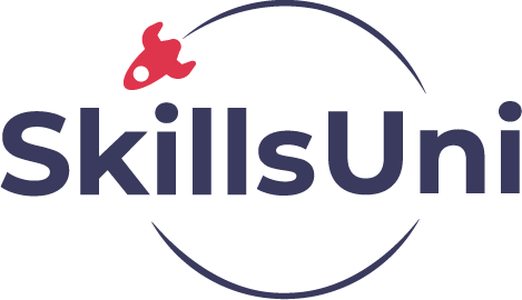 SkillsUni Logo paarse tekst transparante achtergrond