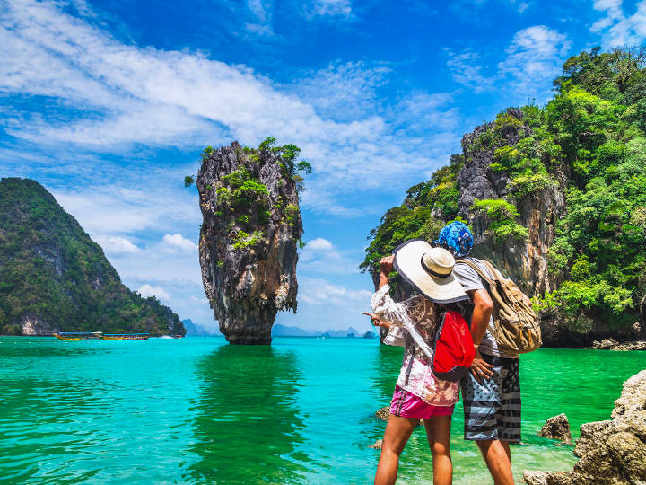 phang nga bay & james bond with sea canoe by big boat