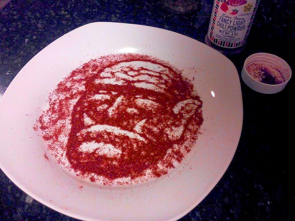an ogre made from chili powder