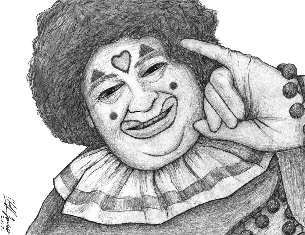 sketch of a clown named Pinky