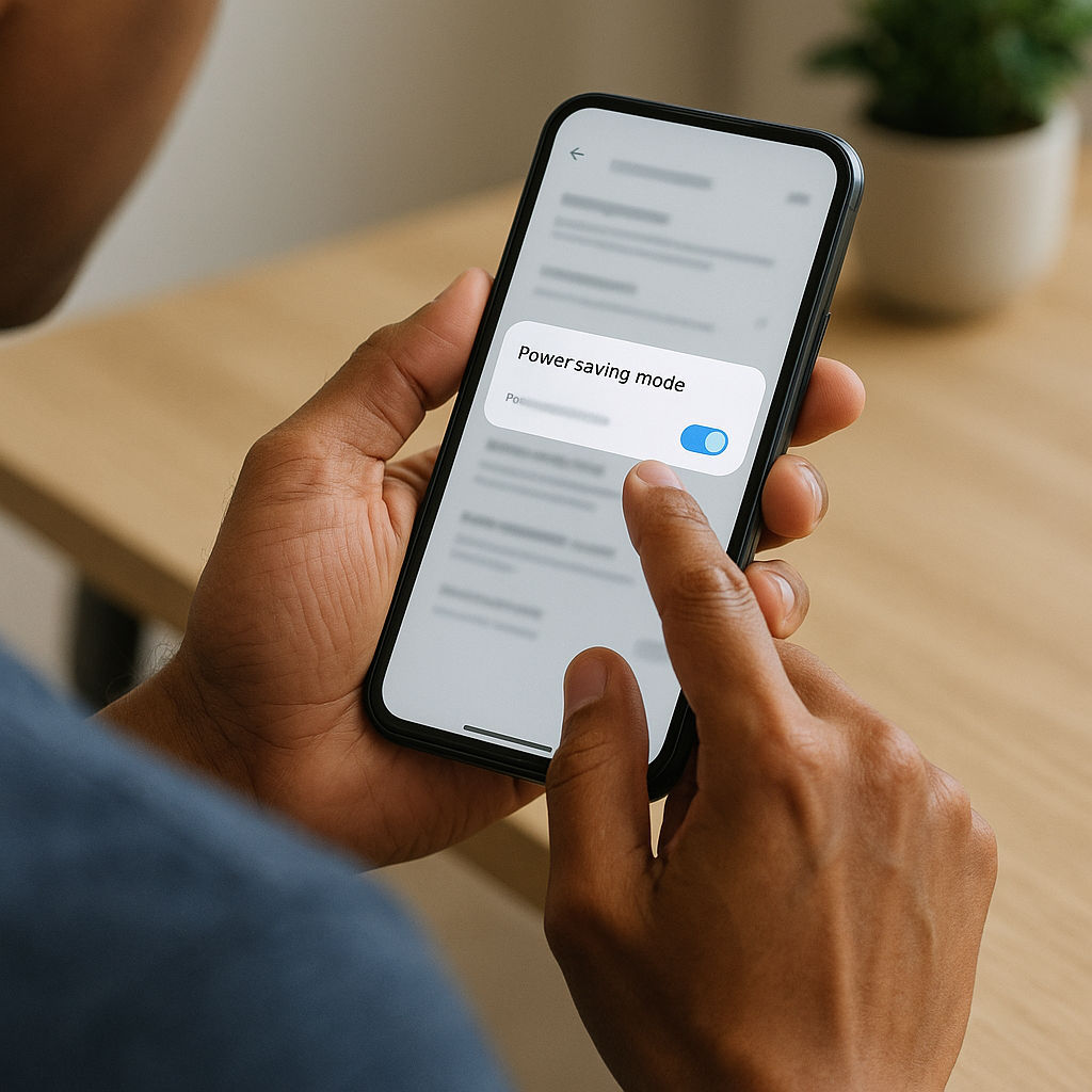 Turn on the power-saving mode on your phone and laptop