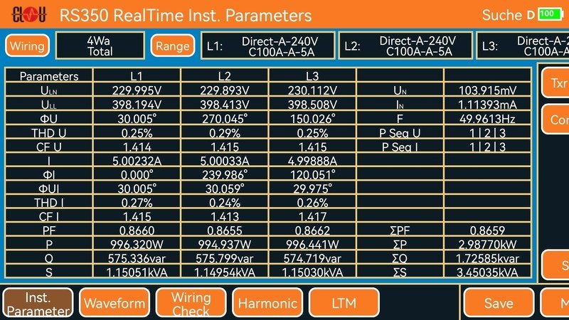 Partial Screenshort Rs350 Real Time Values