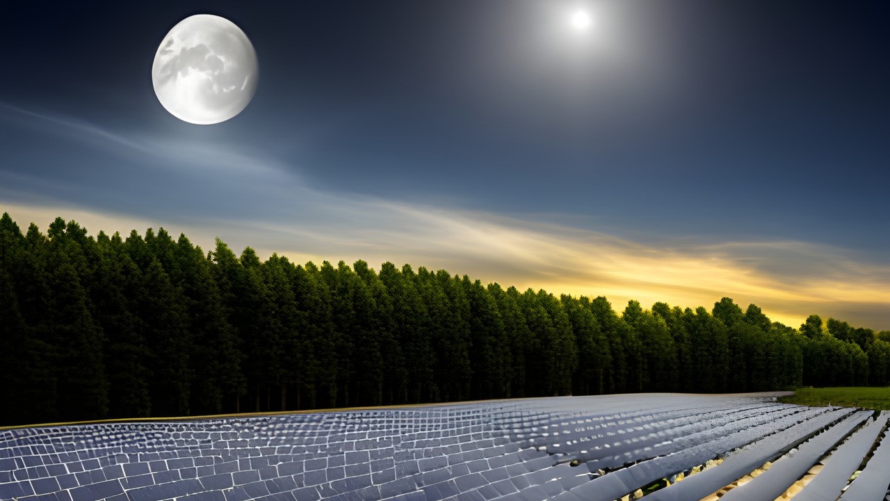 Solar Power Plant At Night Before Sunrise (credit Clou Ai)