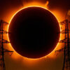 The 2024 Solar Eclipse casts its celestial silhouette over the power grid, showcasing the seamless dance of nature and technology