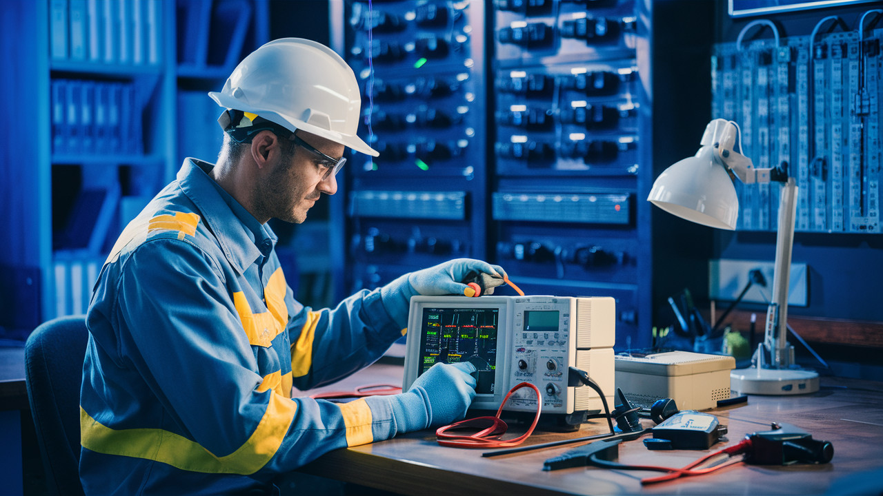 Ensuring Accuracy - An engineer checks parameters with an oscilloscope, illustrating the importance of understanding and applying measurement uncertainty principles