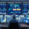 Engineers at a high tech control center meticulously monitoring grid operations, exemplifying the vigilance and coordination essential for maintaining a reliable power system