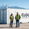 Engineers assess a 20 ft energy storage container, representing the transition to renewable energy solutions that are reshaping utility business models.