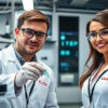 In the chemical laboratory, engineers analyse probes to develop practical energy solutions