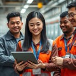 Engineers review metering data together, combining digital tools and hands on expertise for reliable grid performance.