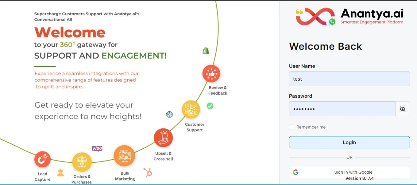 Anantya.ai Dashboard Login