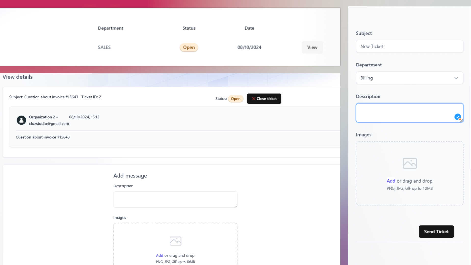 SaaS Ticket Support Module