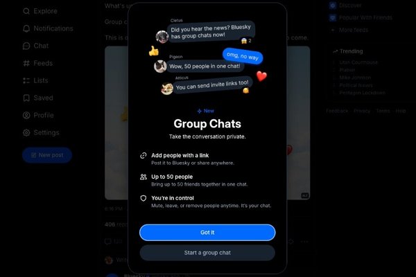 Bluesky Now Supports Group Chats With Up to 50 People