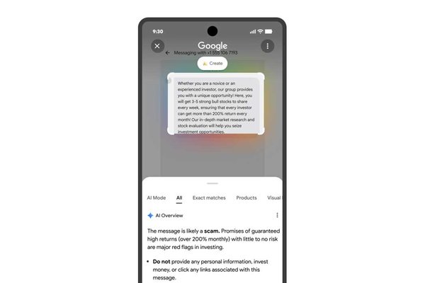 Circle to Search can now recognize and detail digital scams with AI Overview