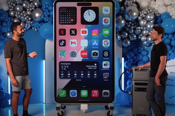 YouTubers built a six foot tall working replica of Apples iPhone 15 Pro Max