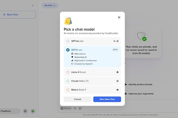 DuckDuckGo Brings GPT-5 mini to Duck.ai