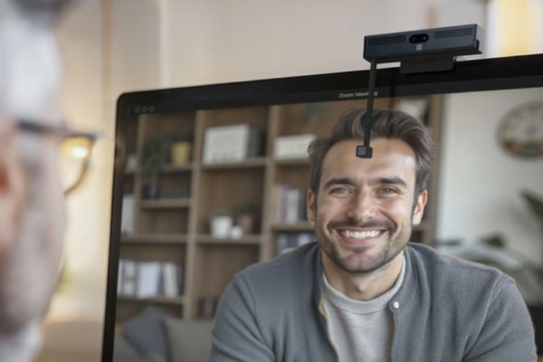  Finally, this webcam solves my biggest problem with video meetings - how to make eye contact when looking at a screen on a desk 