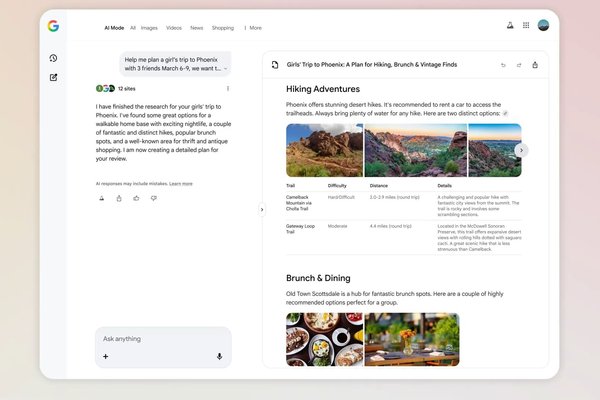 Google AI Mode will help you create travel plans, agentic booking launches