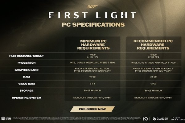 The PC version of 007 First Light requires lots of expensive RAM and VRAM to run at recommended settings