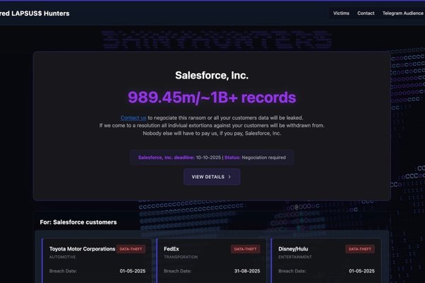 Hacking group claims theft of 1 billion records from Salesforce customer databases