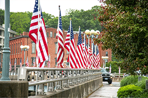 flags on bridge