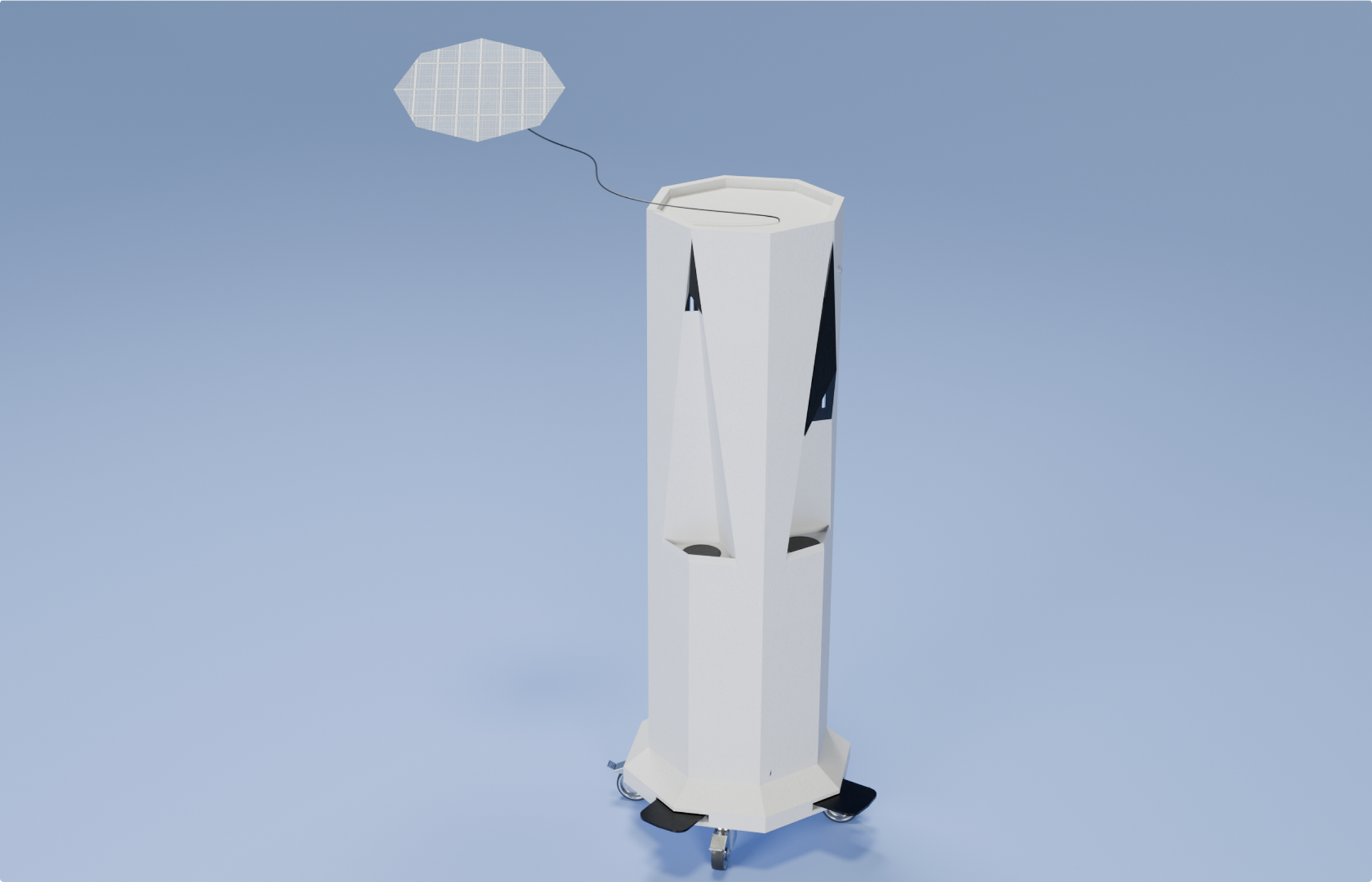 The full unit with its solar kite deployed