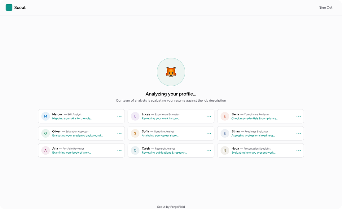 Nine agents working — Scout