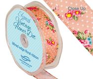 Eleganza Vintage Flower Dot Wire Edge 25mm x 10m Classic Pink No.07 - Ribbons